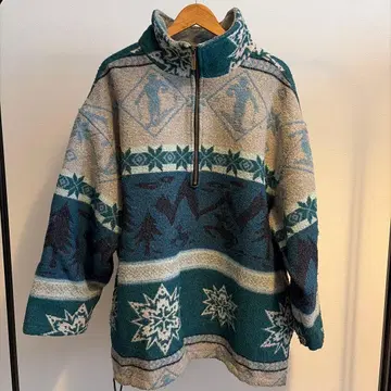 80s L.L.Bean 하프 지퍼 자켓 올 패턴 드로우 코드 XL