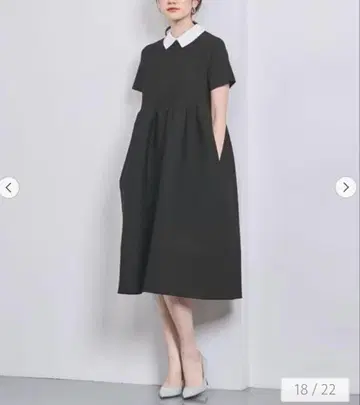새상품급 유나이티드 애로우즈 페플럼 숏 슬리브 원피스 블랙