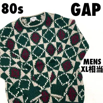 80s GAP 아가일 무늬 빈티지 니트 스웨터 남성용 XL 사이즈 상당