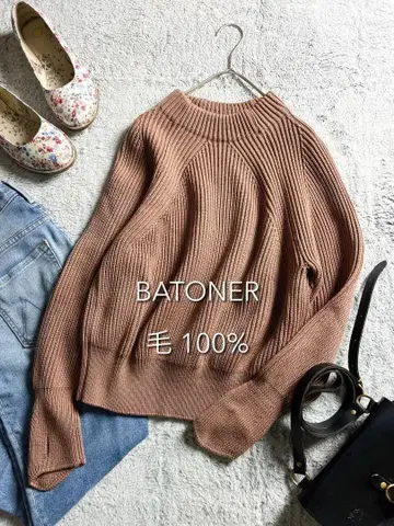 레어 [ BATONER ] 바토너 울 100% 시그니처 니트 썸홀