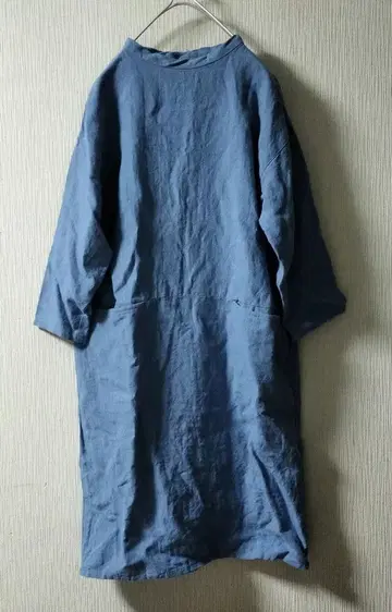 나카가와 마사시치 상점 두꺼운 원단 린넨 절개 원피스 백 버튼