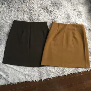 GU 사다리꼴 스커트 카키&머스타드 S