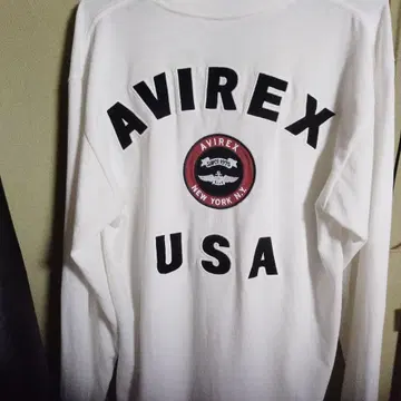 AVIREX 화이트 롱 슬리브 T셔츠 50주년 모델