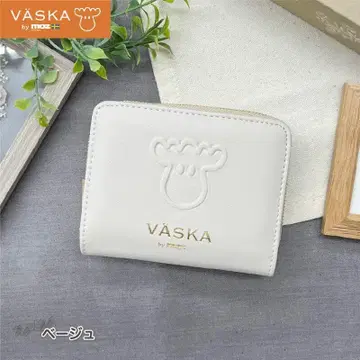 새상품 VASKA by moz 엠보싱 페이스 접이식 지갑 베이지
