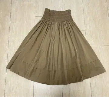 에부르 롱 스커트 코튼 베이지 카멜
