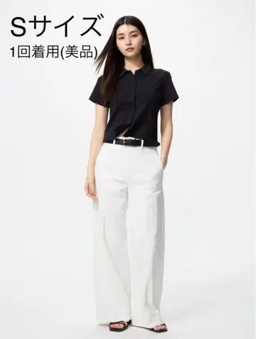 [ 새상품급 ] UNIQLO 와이드 트라우저진 S 화이트