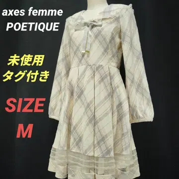 미사용 axes femme 세일러 체크 컷 원피스 아이보리 M