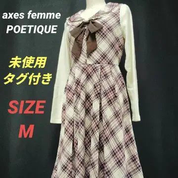 미사용 axes femme 체크 세일러 원피스 M 아와핑크