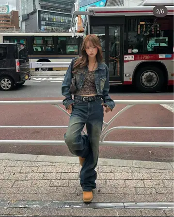 TRIFLE 완판템 크롭 자켓 데님 셋업 블루
