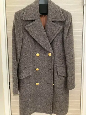 올드 잉글랜드 그레이 울 더블 브레스트 코트 36