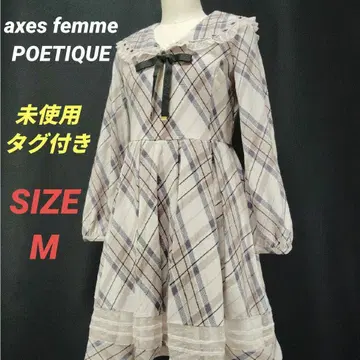 미사용 axes femme 세일러 체크 컷 원피스 아와 핑크