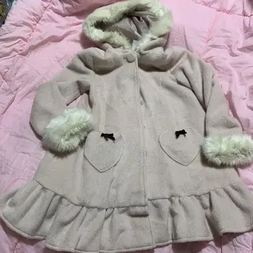 앙크루즈 후드 부착 코트 더스티 핑크