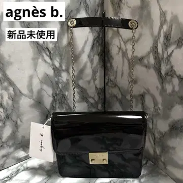 [ 새상품 ] 택 포함 agnis b. 블랙 에나멜 체인 숄더백