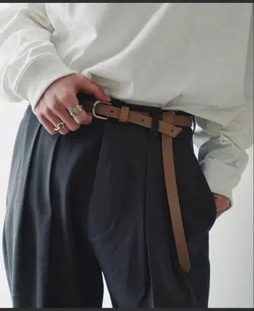 WYM OILED LEATHER NARROW BELT 라이트 브라운
