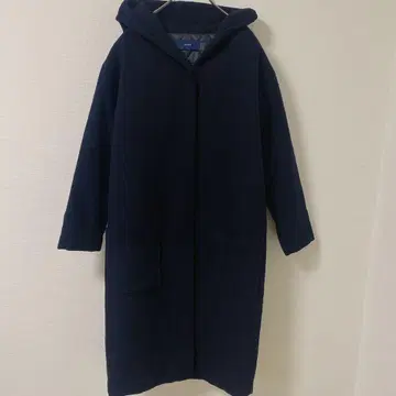 SHIPS 후드 부착 충전솜 롱 코트 네이비