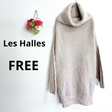 a6064 Les Halles 터틀넥 니트 원피스 두꺼운 원단 F