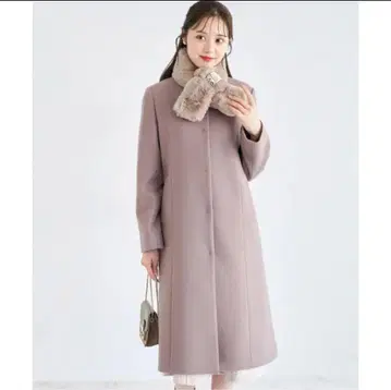 토코 클로젯 퍼 티펫 부착 페이크 울 롱 코트