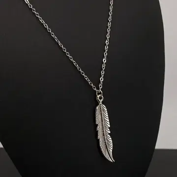실버 페더 목걸이 심플 펜던트