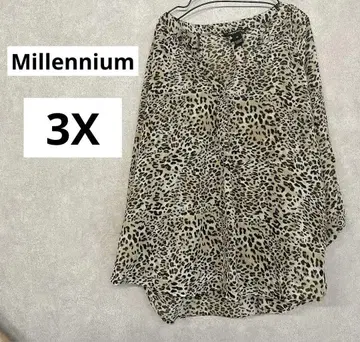 새상품급 Millennium [ 3X ] 레오파드 무늬 블라우스 셔츠