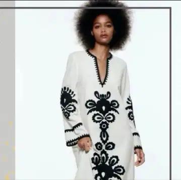 ZARA 린넨 자수 롱 원피스 보헤미안 드레스 S 사이즈