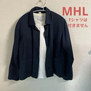 MHL 얇은 소재 자켓 네이비 코튼 린넨