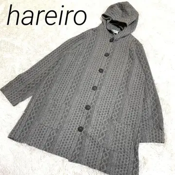 hareiro 후드 부착 더플 코트 M 그레이 캐주얼 전체 버튼