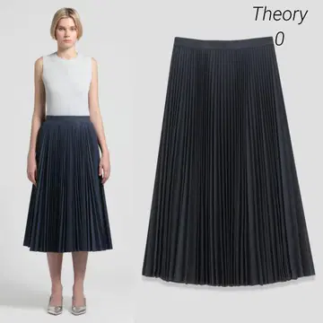 Theory 다크 네이비 플리츠 스커트 롱 기장