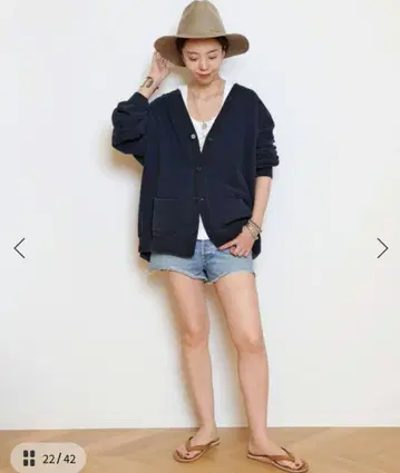 새상품 뮤즈 드 두지엠 클라세 레미 리프 네이비 가디건