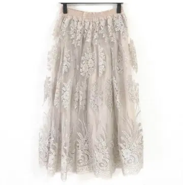 Sov. 소브 페이즐리 자수 플레어 롱 스커트