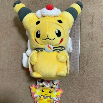 메가니움 판초를 입은 피카츄 봉제 인형 포켓몬 센터 한정판