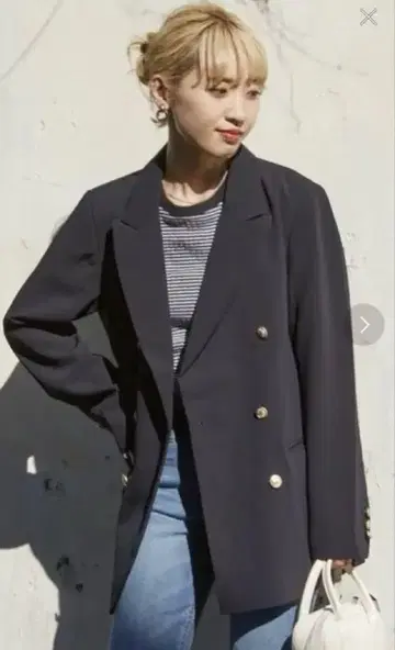 프릭스스토어 더블 테일러드 자켓 네이비