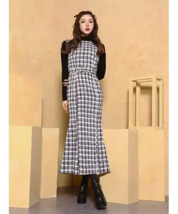 다리치 스프링 트위드 도킹 롱 원피스