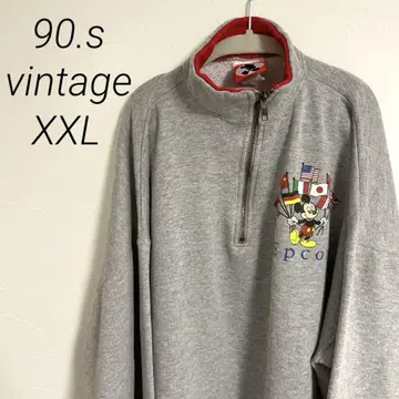 90s 빈티지 Disney 미키 맨투맨 그레이 XXL
