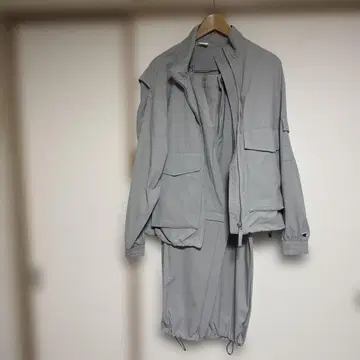 그레이 나일론 자켓 카고 팬츠 세트