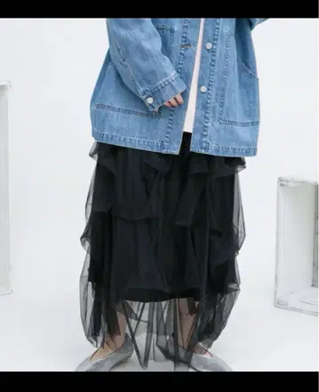[ 오늘 발송 가능 ] KBF 볼륨 샤샤 스커트 블랙