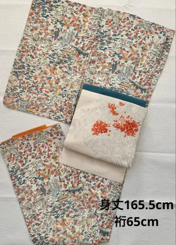 코몬 이중 기모노 순수 실크