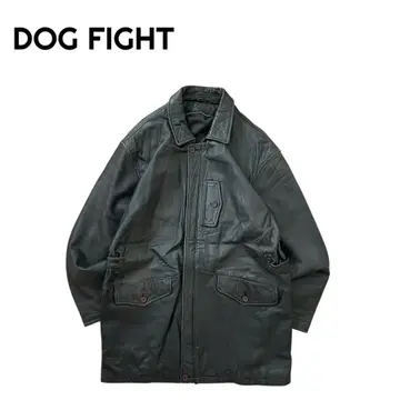 [새상품급] DOG-FIGHT 90s~ 가죽 카 코트 재킷 BLK