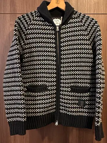 BEDWIN 숄카라 코위찬 니트 버즈아이 패턴