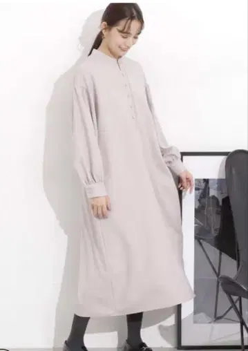 나노 유니버스 프론트 호두 단추 스탠드 칼라 원피스