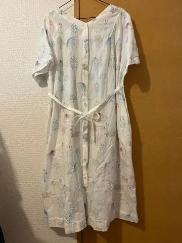 그라니프 버섯 패턴 토끼 패턴 반팔 원피스
