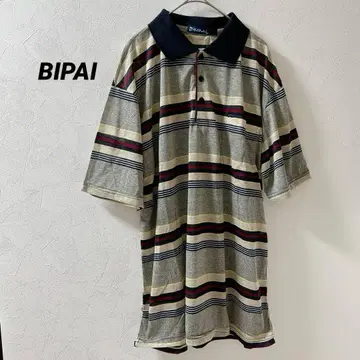 BIPAI [ 새상품 ] 레드 x 그린 스트라이프 피케 셔츠 반팔 XL