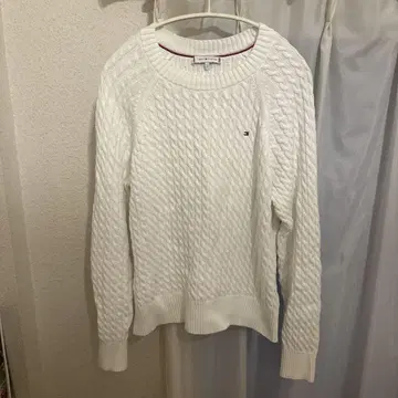 TOMMY HILFIGER 화이트 케이블 니트 S