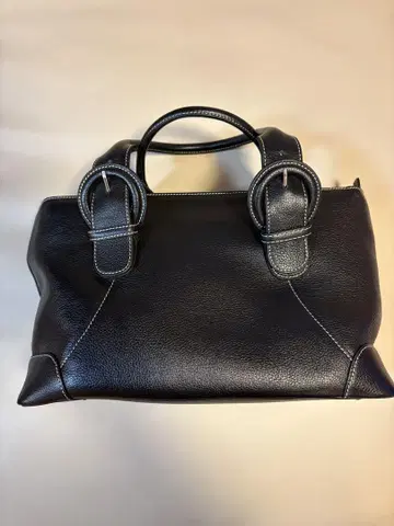 DELL'GA 블랙 가죽 핸드백