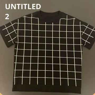 untitled 썸머 니트 반팔 체크 블랙 화이트 블랙 언타이틀