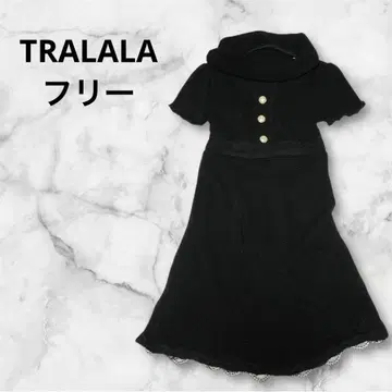 트라라라 프리 TRALALA 오프 터틀 니트 원피스 블랙 골드 버튼
