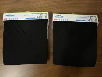 AIRism 에어리즘 코튼 V넥 T셔츠 M 블랙 2장 세트
