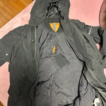ZARA MAN 후드 부착 자켓 M 블랙/오렌지