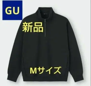 새상품 GU 헤비 웨이트 맨투맨 하프 지퍼 풀오버 블랙 M 사이즈