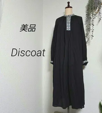새상품급 Discoat 자수 카프탄 원피스 롱 원피스 블랙 자수