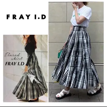 FRAY I.D 프레이 아이디 랜덤 바닥 타프타 스커트 체크 맥시